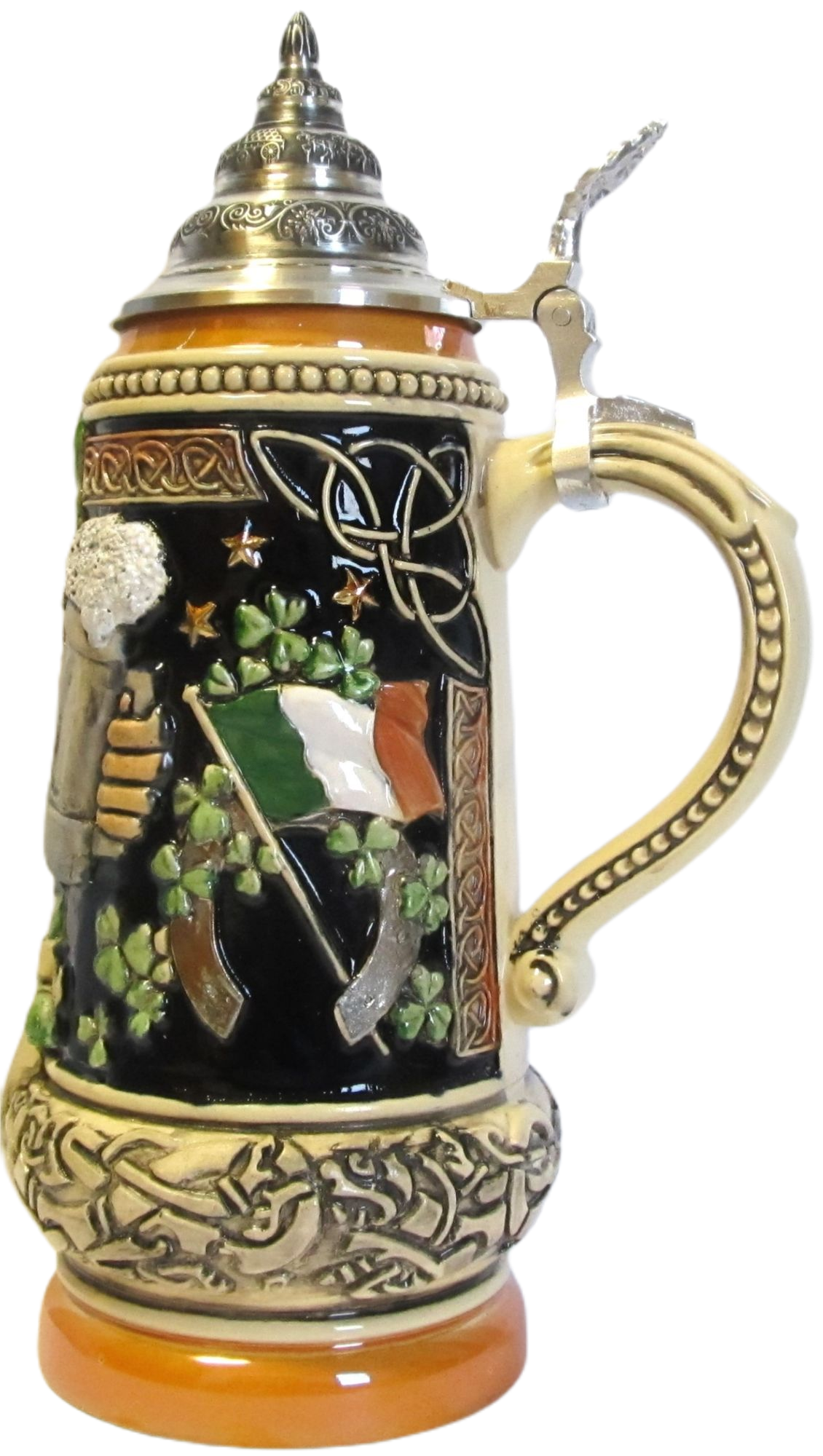 Irland Leprechaun Krug kobalt bemalt mit Zinndeckel – Bild 4