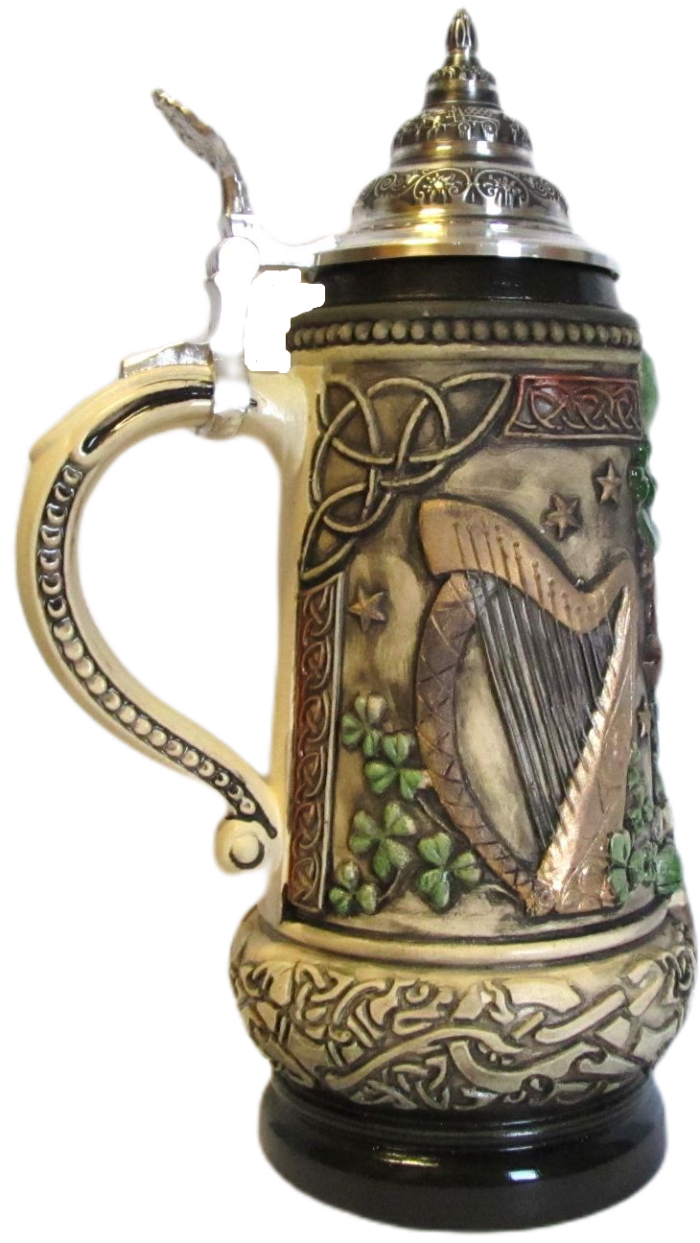Irland Leprechaun Krug rusti bemalt mit Zinndeckel – Bild 3