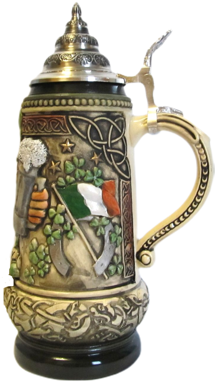 Irland Leprechaun Krug rusti bemalt mit Zinndeckel – Bild 4