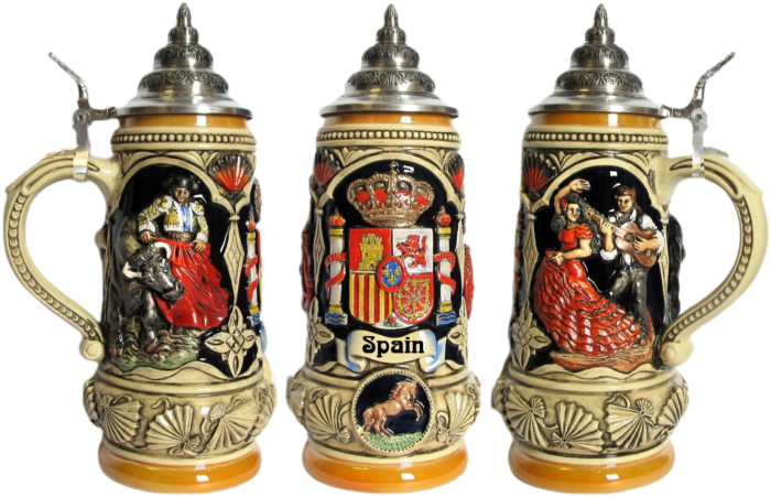 Spanien Krug, bemalt mit Zinndeckel – Bild 5