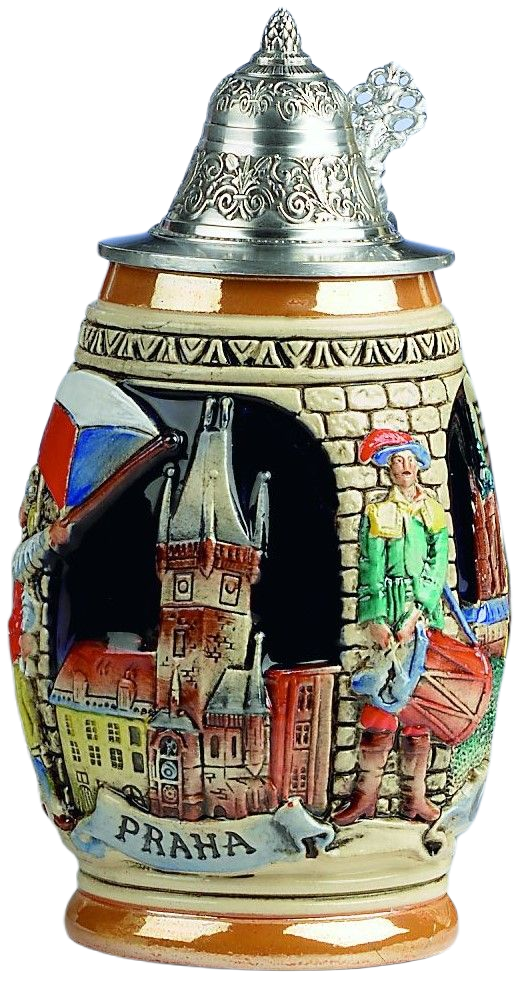 Prag / Praha Krug, bauchig 0,50 L, kobalt, bemalt