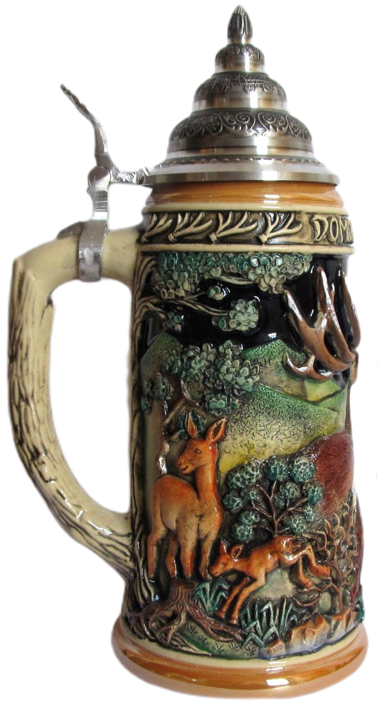 Röhrender Hirsch Krug, kobalt, bemalt 0.75 L – Bild 3