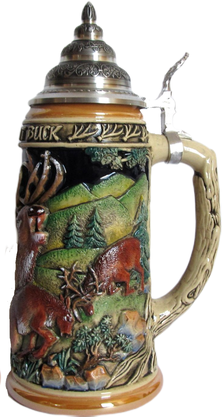 Röhrender Hirsch Krug, kobalt, bemalt 0.75 L – Bild 4
