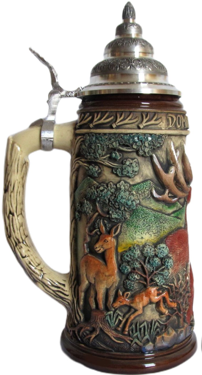Röhrender Hirsch Krug, rusti bemalt, 0.75 L – Bild 4