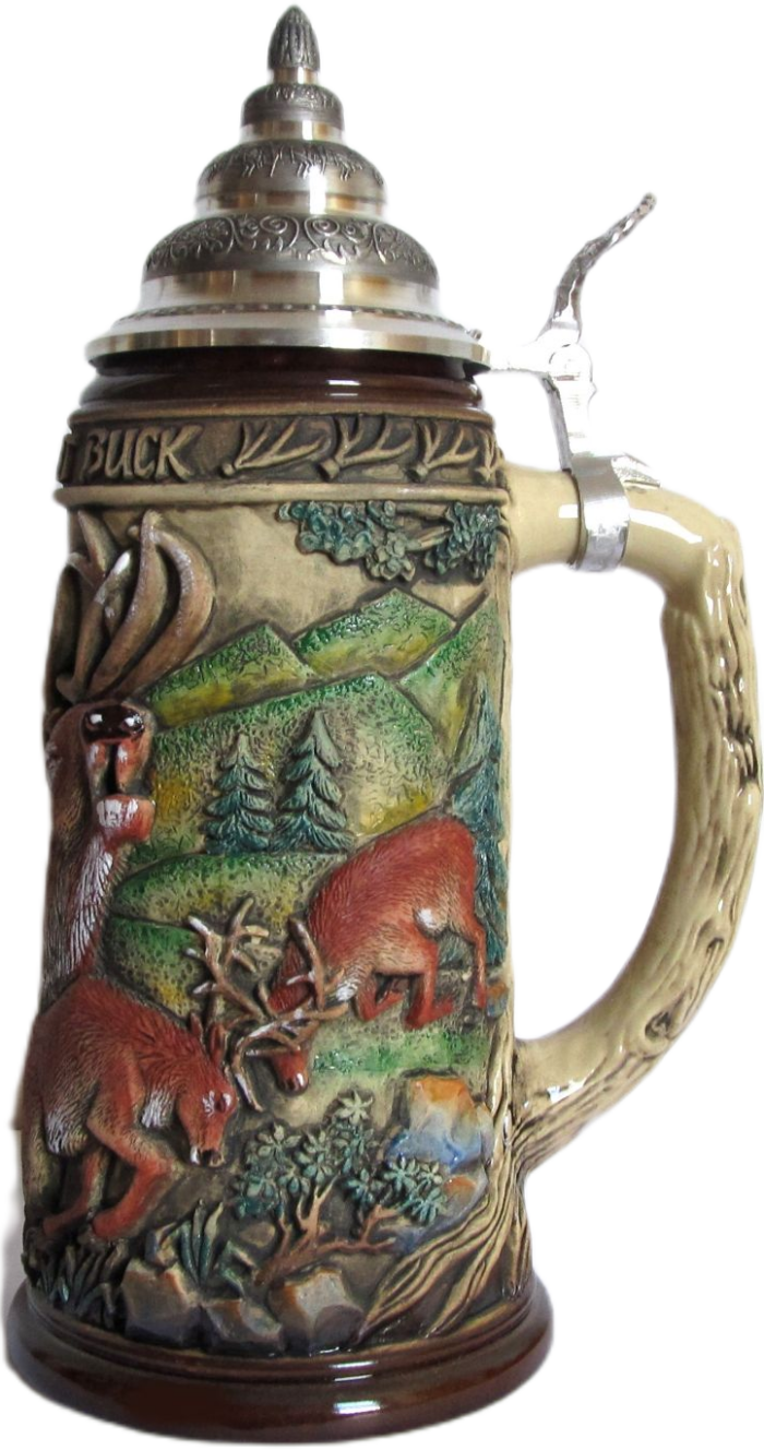 Röhrender Hirsch Krug, rusti bemalt, 0.75 L – Bild 3