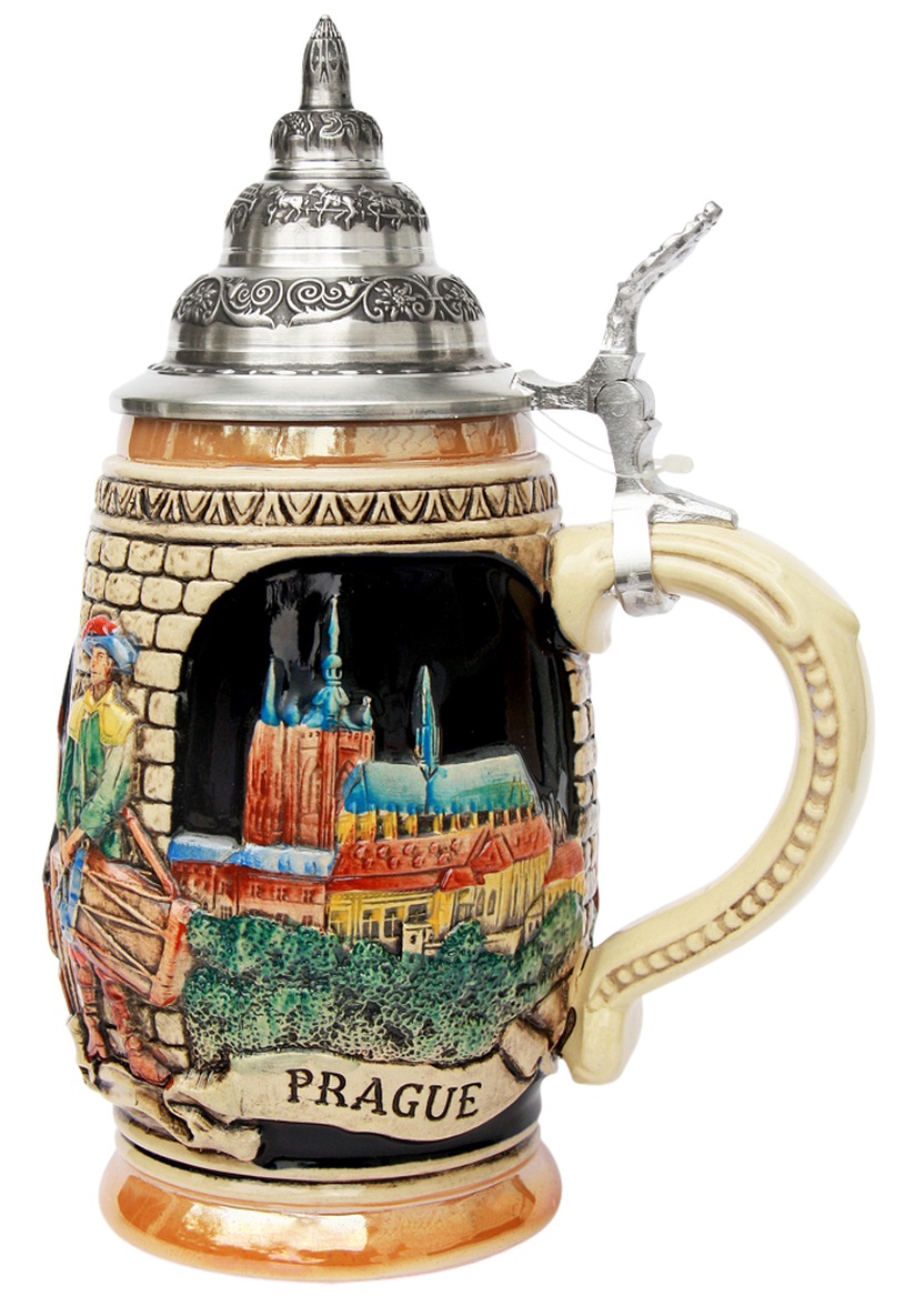 Prag / Praha Krug, bauchig 0,50 L, kobalt, bemalt – Bild 3