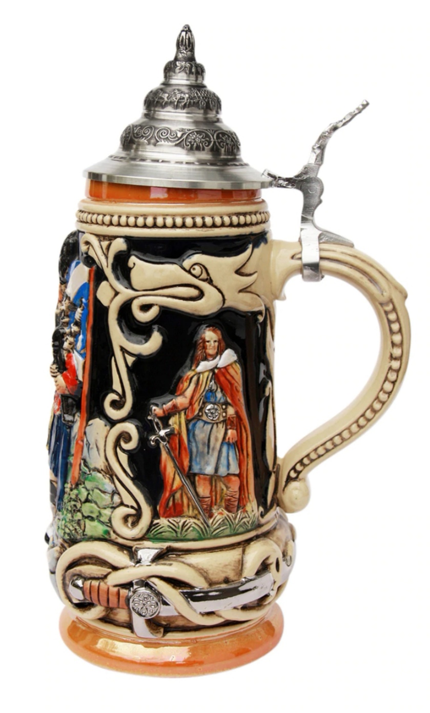 Schottland Krug, kobalt bemalt mit Zinndeckel – Bild 4