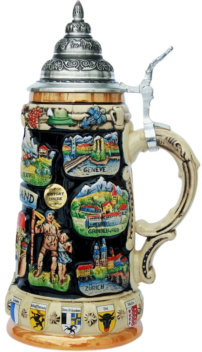 Schweiz Panorama Krug mit Zinndeckel – Bild 4