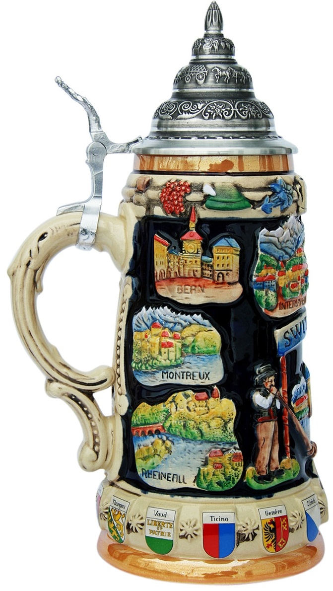 Schweiz Panorama Krug mit Zinndeckel – Bild 3