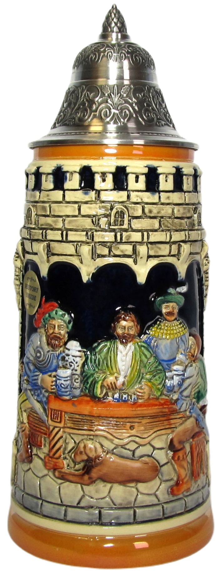 Würfelspiel 0,5, kobalt, bemalt, mit Zinndeckel, Thewalt 1893