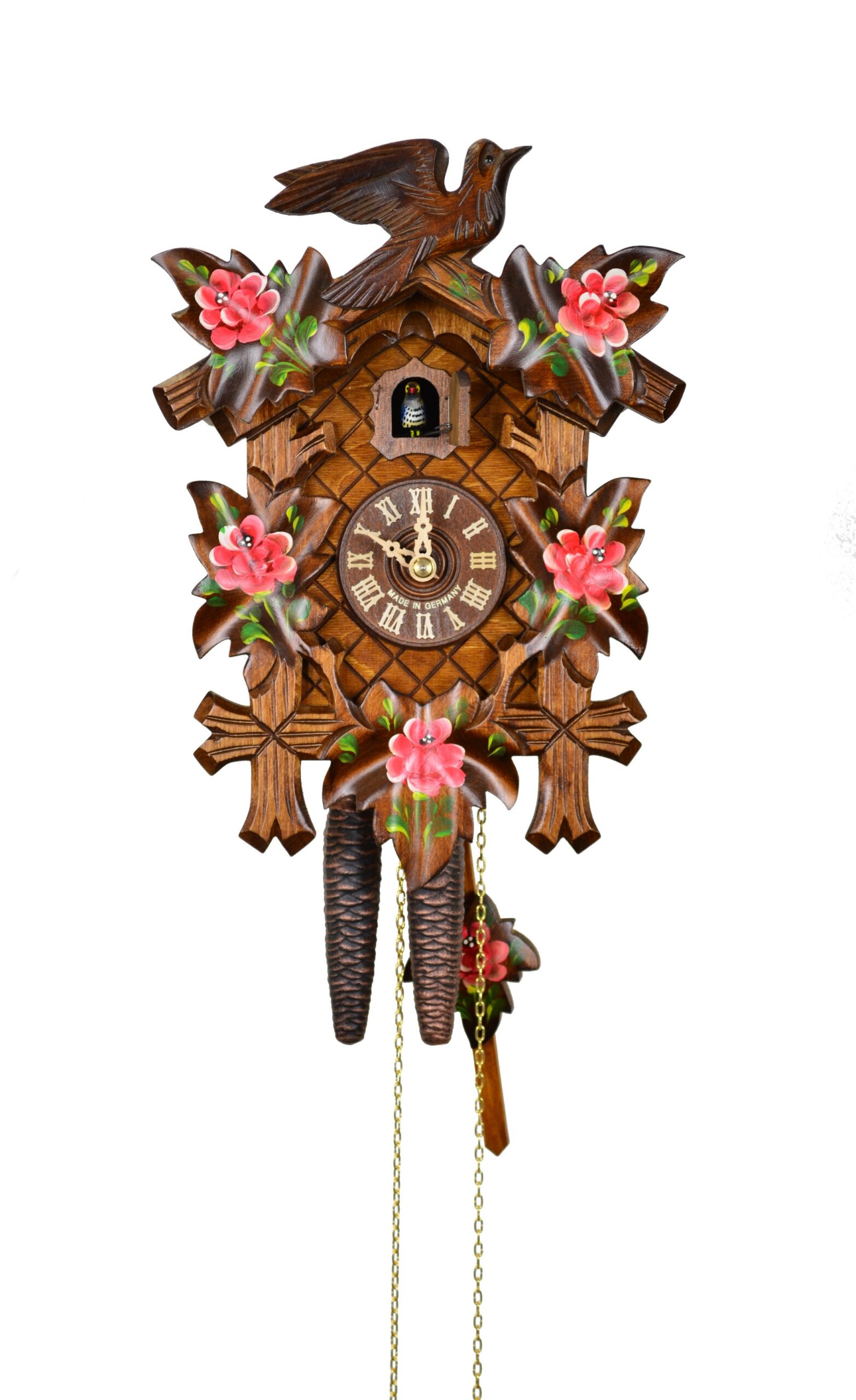 Kuckucksuhr 5-Laub, 1-Vogel, Rosen