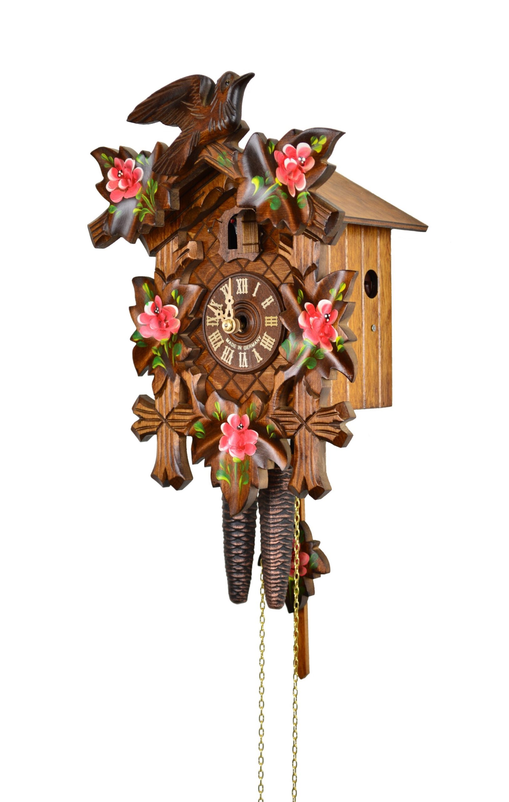 Kuckucksuhr 5-Laub, 1-Vogel, Rosen – Bild 4