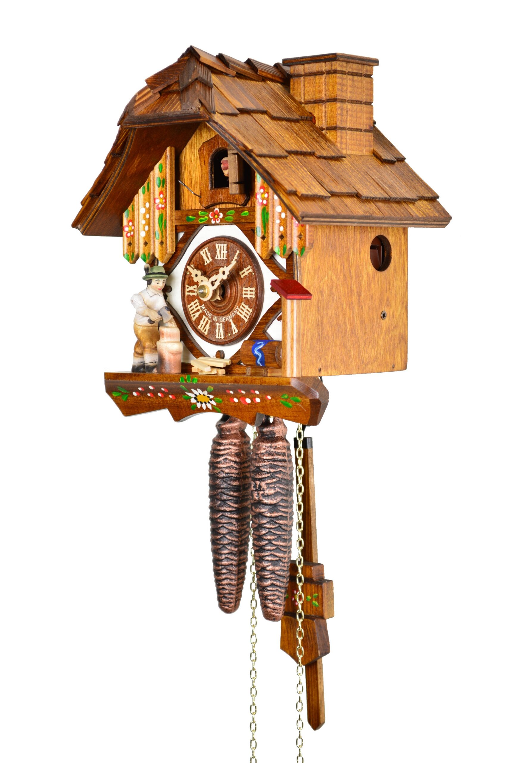 Kuckucksuhr Fachwerkhaus mit Holzhacker – Bild 4