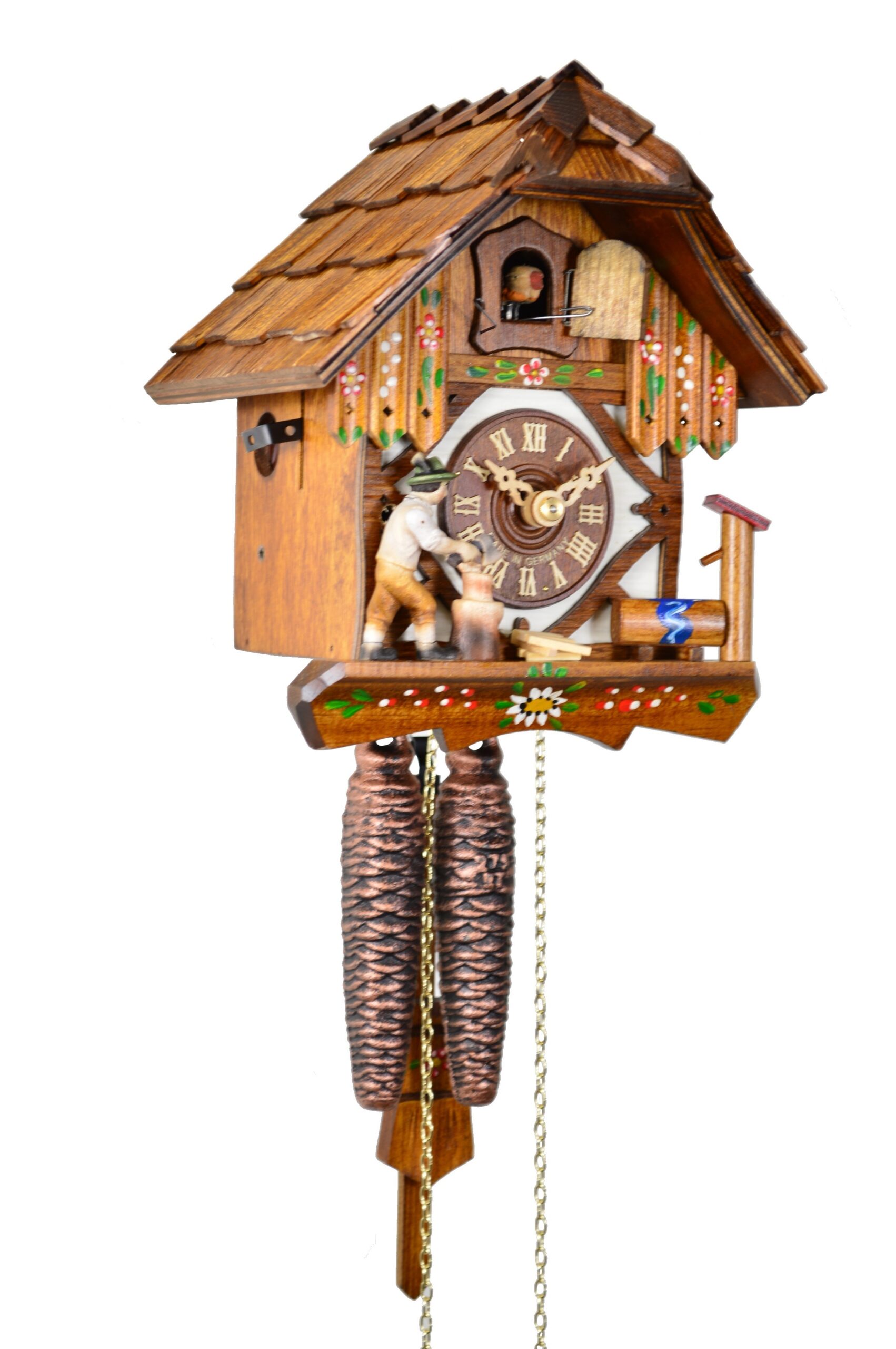 Kuckucksuhr Fachwerkhaus mit Holzhacker – Bild 3