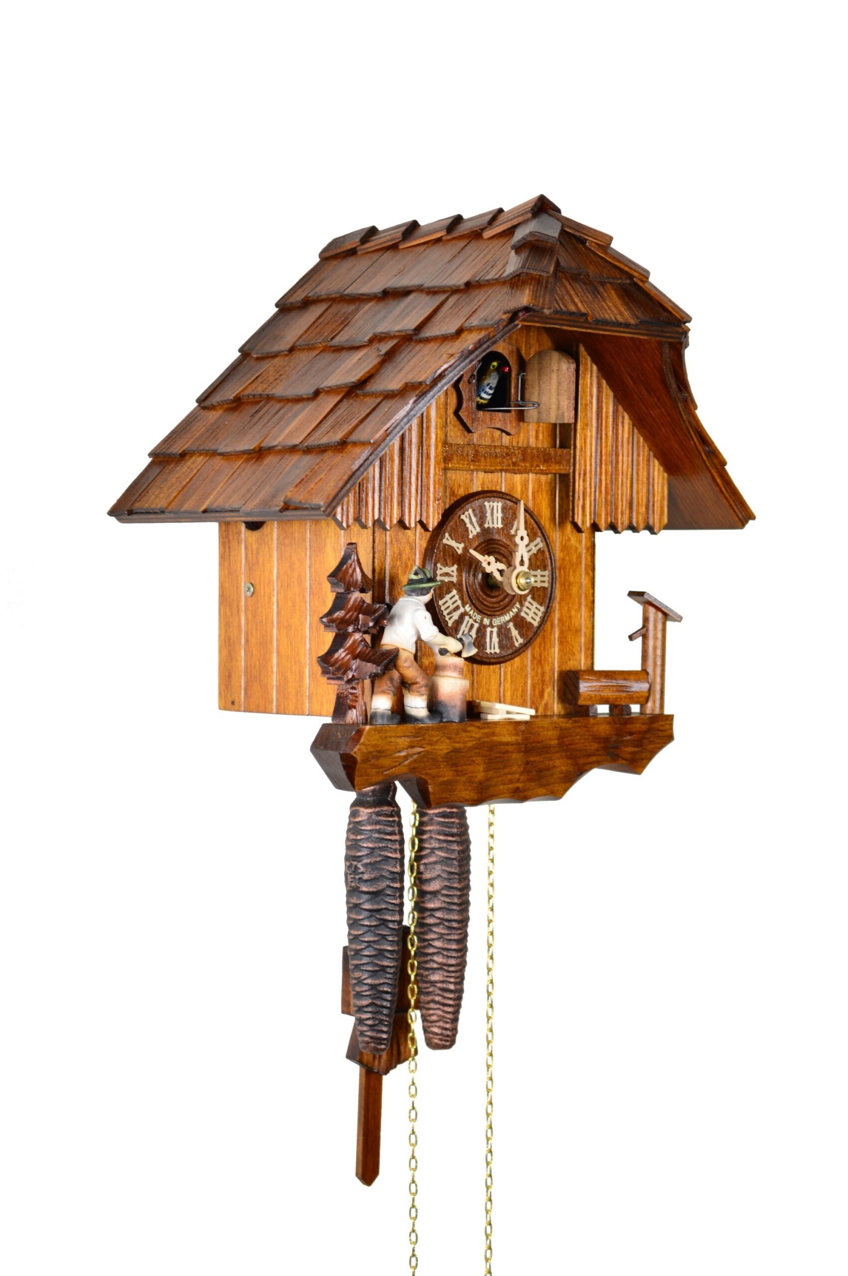 Kuckucksuhr Haus mit Trog und Holzhacker – Bild 3