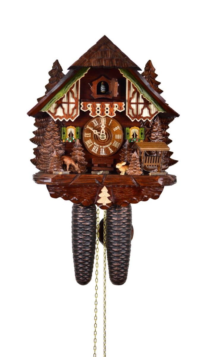Kuckucksuhr Waldszene mit Reh und Hase