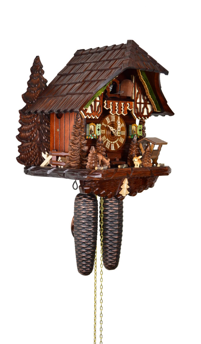 Kuckucksuhr Waldszene mit Reh und Hase – Bild 4