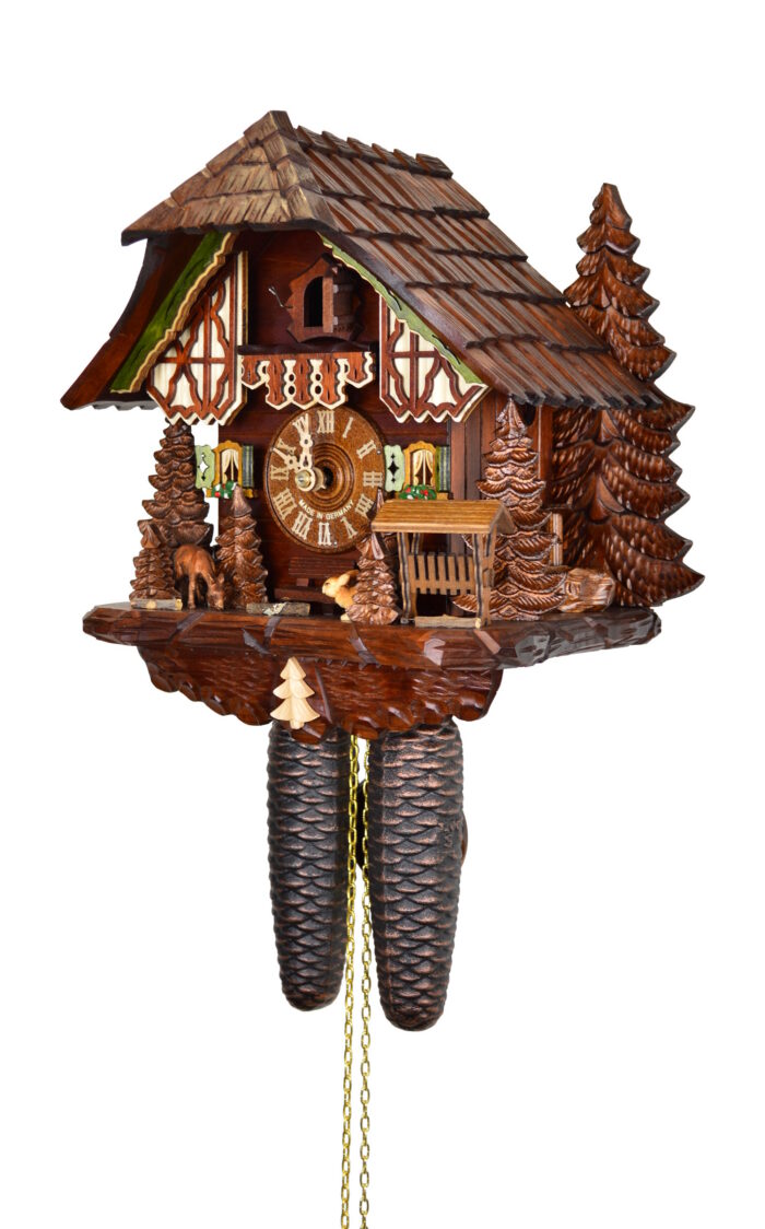Kuckucksuhr Waldszene mit Reh und Hase – Bild 3