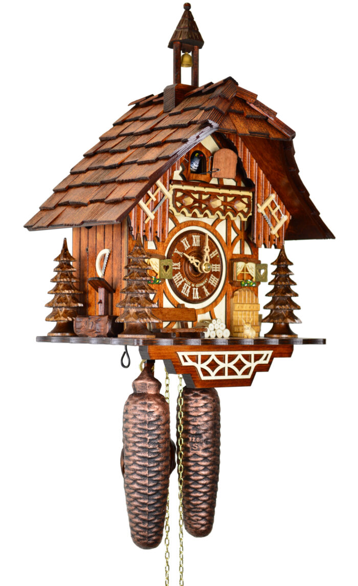 Kuckucksuhr Chalet Fachwerk & Bäume – Bild 4