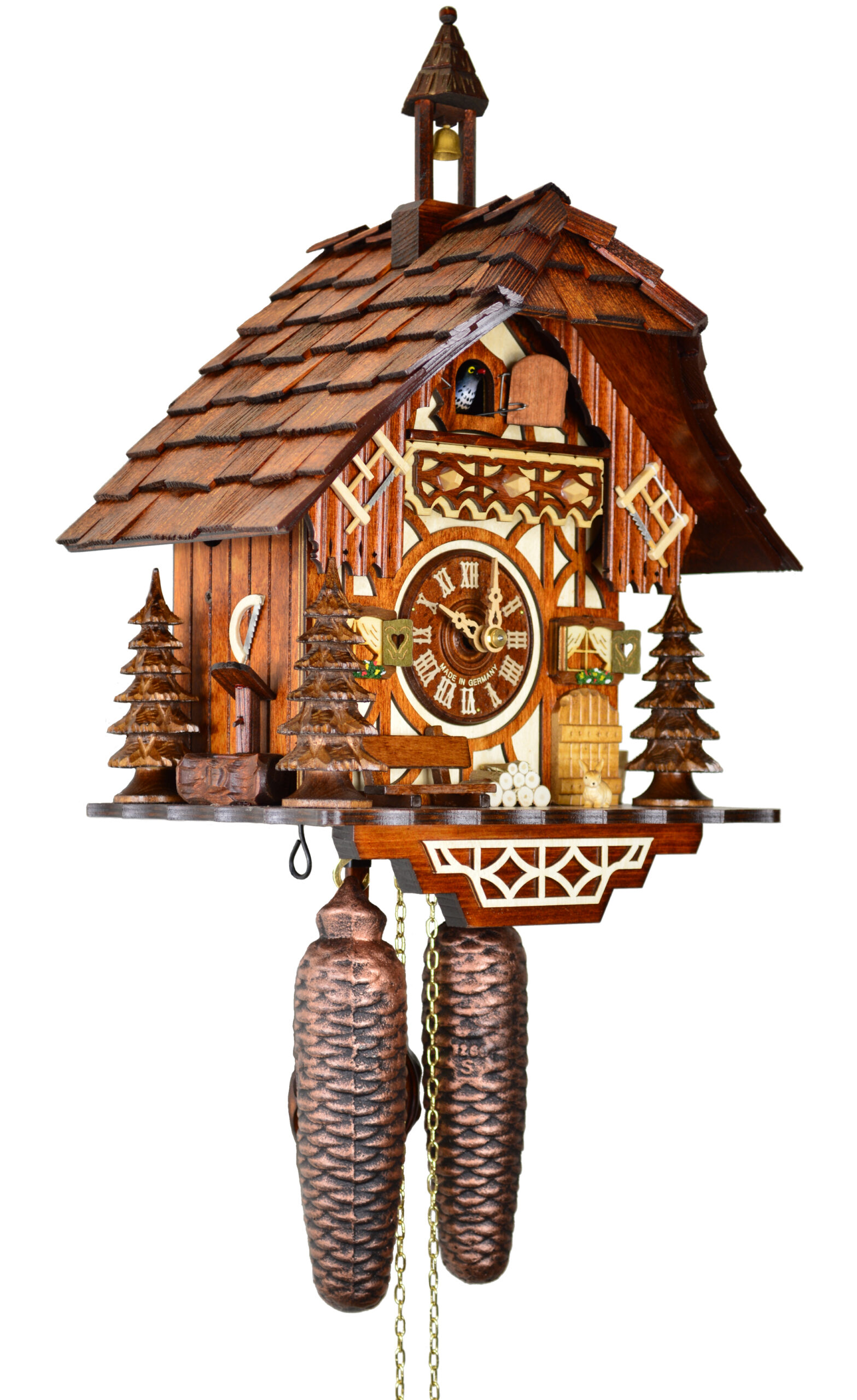 Kuckucksuhr Chalet Fachwerk & Bäume – Bild 4