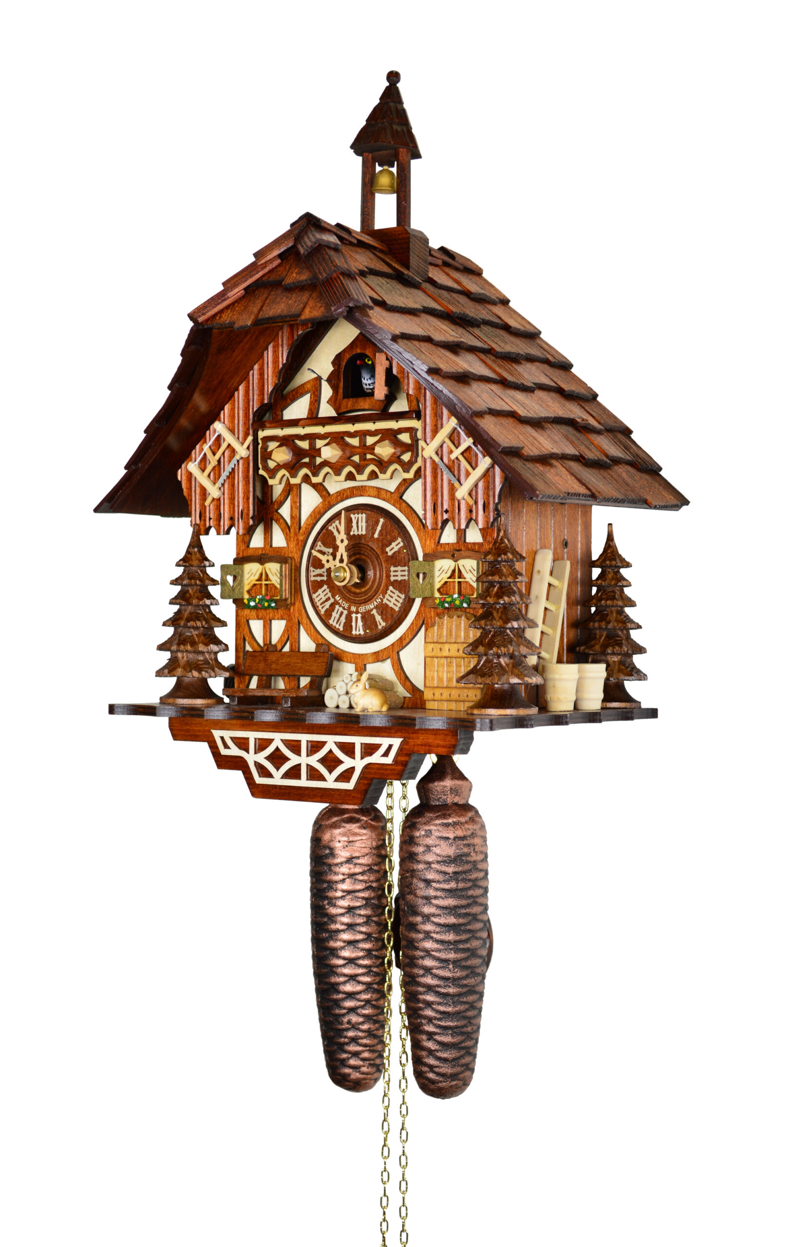 Kuckucksuhr Chalet Fachwerk & Bäume – Bild 3