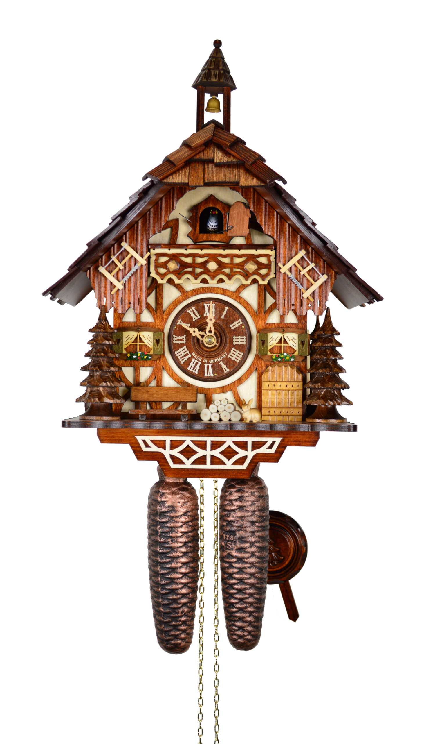 Kuckucksuhr Chalet Fachwerk & Bäume