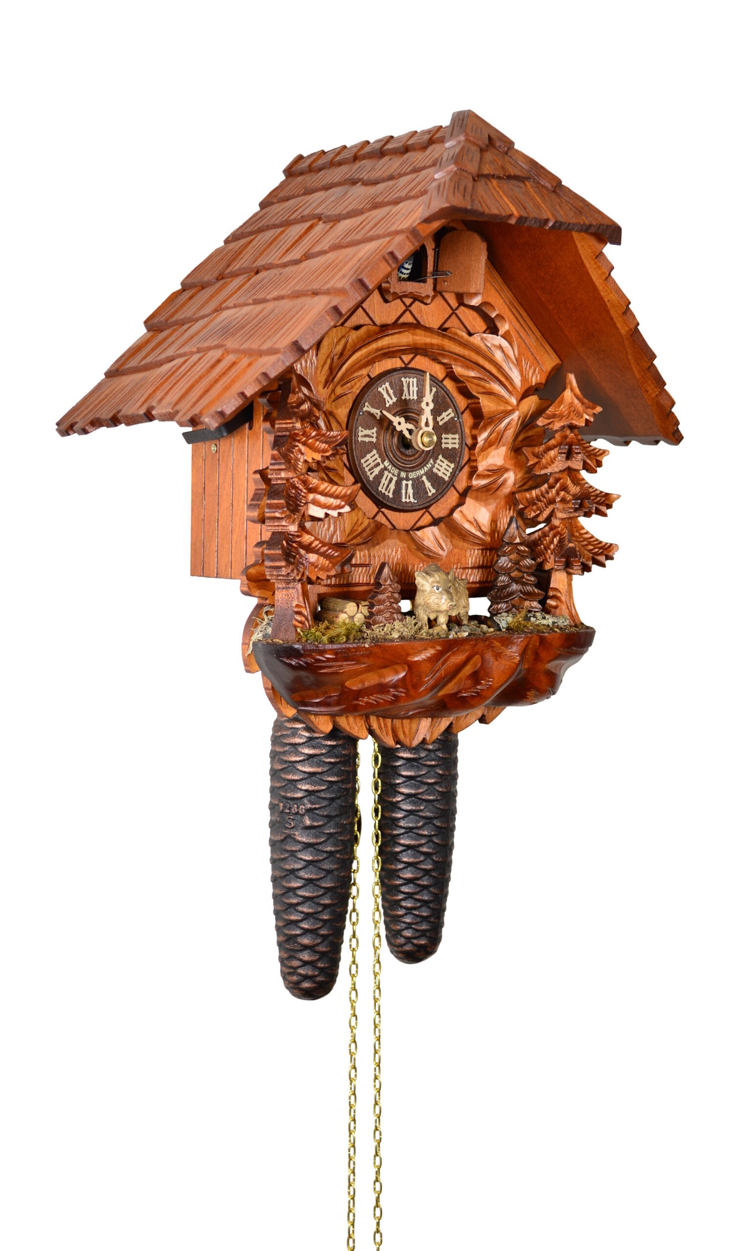 Kuckucksuhr Chalet im Wald mit Wildschwein – Bild 4