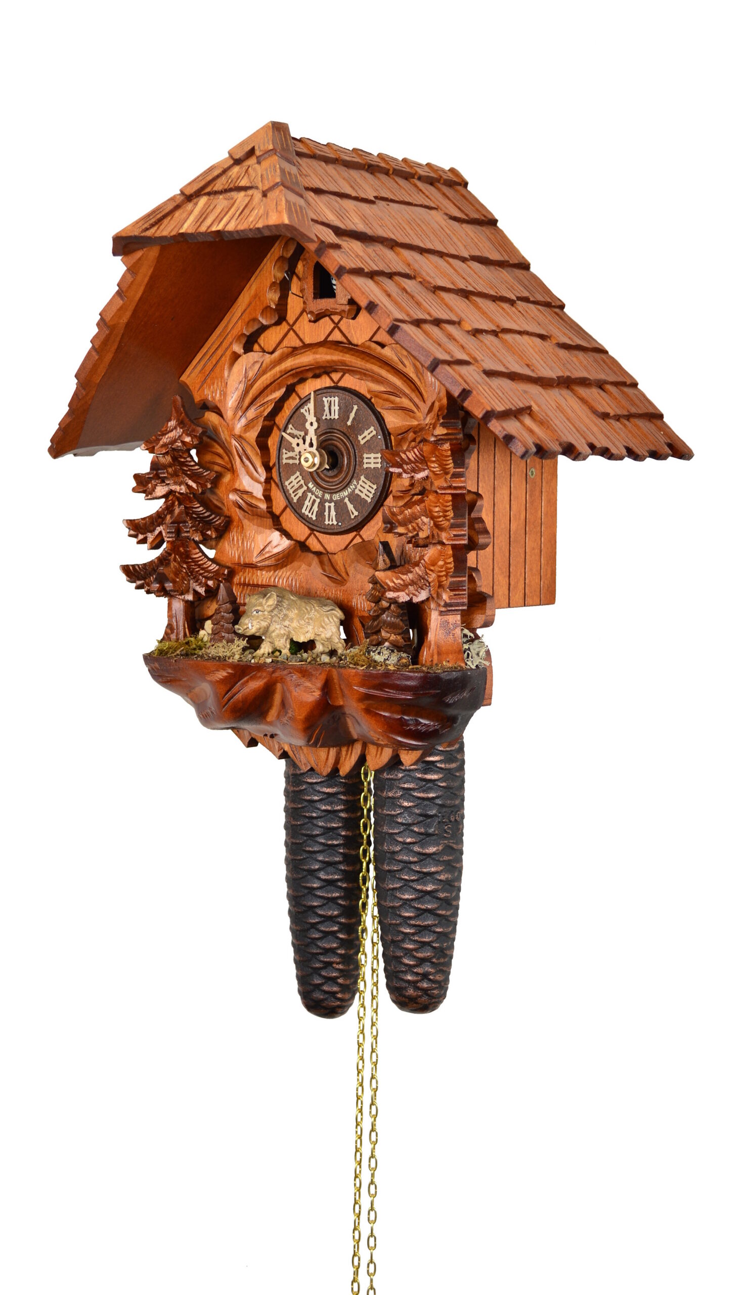 Kuckucksuhr Chalet im Wald mit Wildschwein – Bild 3