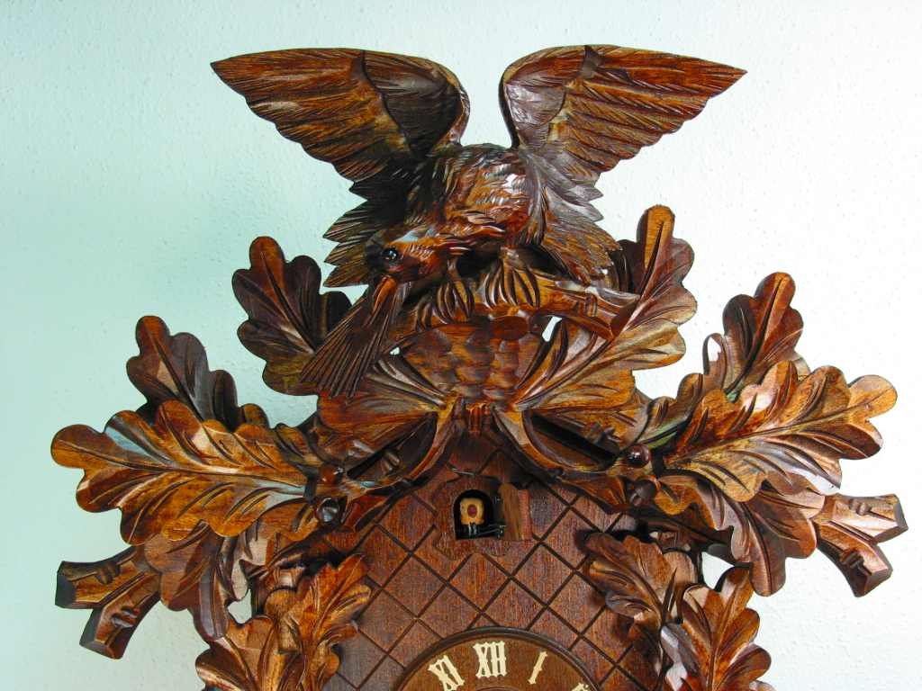 Kuckucksuhr Schnitzerei Adler und Eichhorn – Bild 4