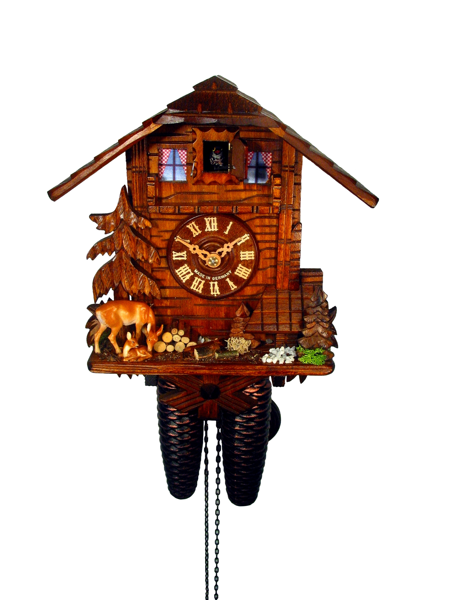 Kuckucksuhr Chalet mit Rehgruppe
