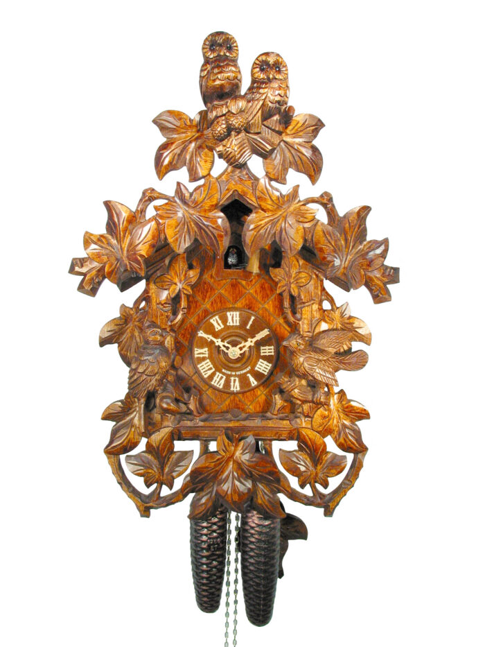 Kuckucksuhr Eulenpaar & Ranken