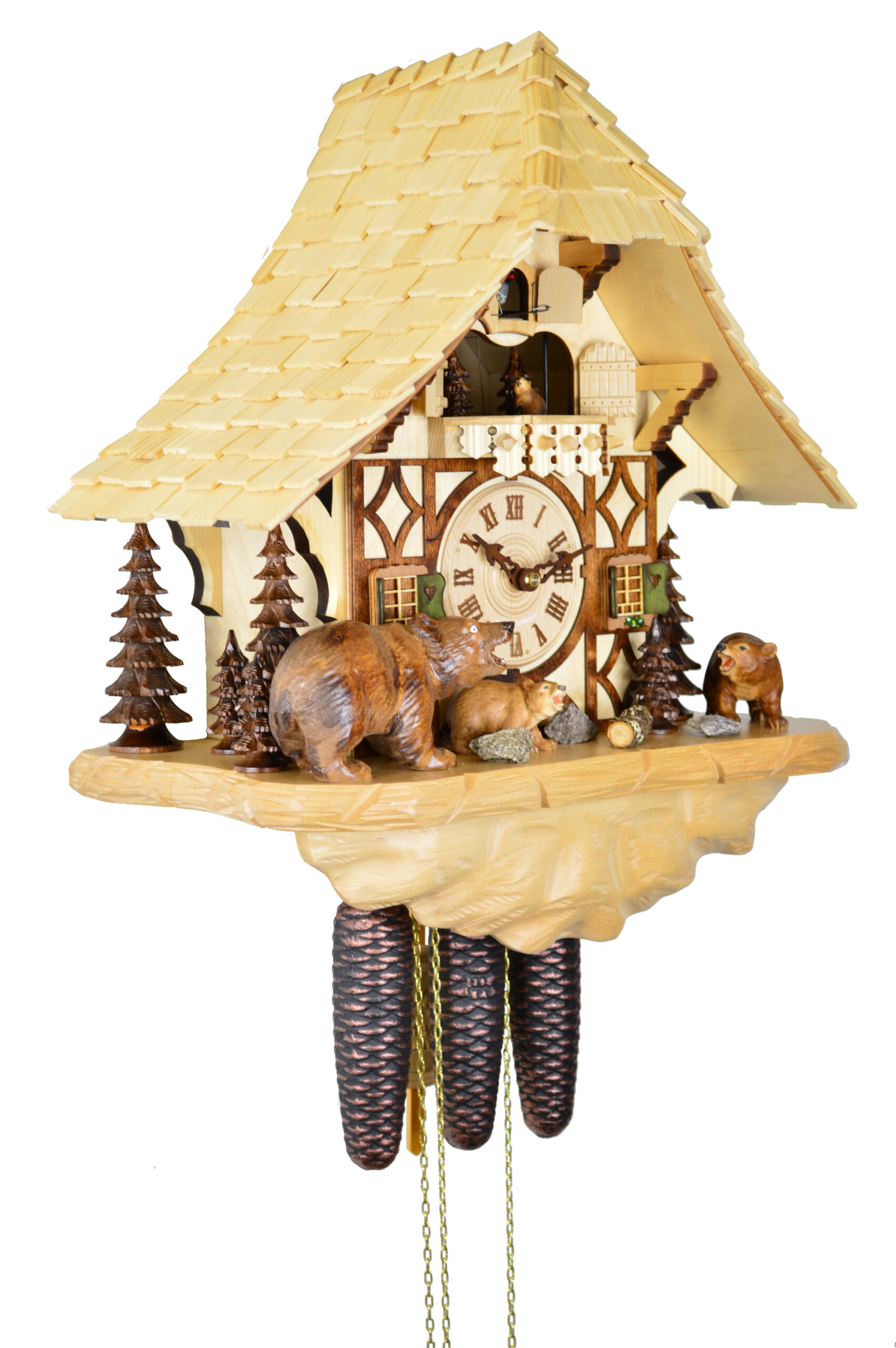 Kuckucksuhr Chalet Musik Hirsch und Bären – Bild 4
