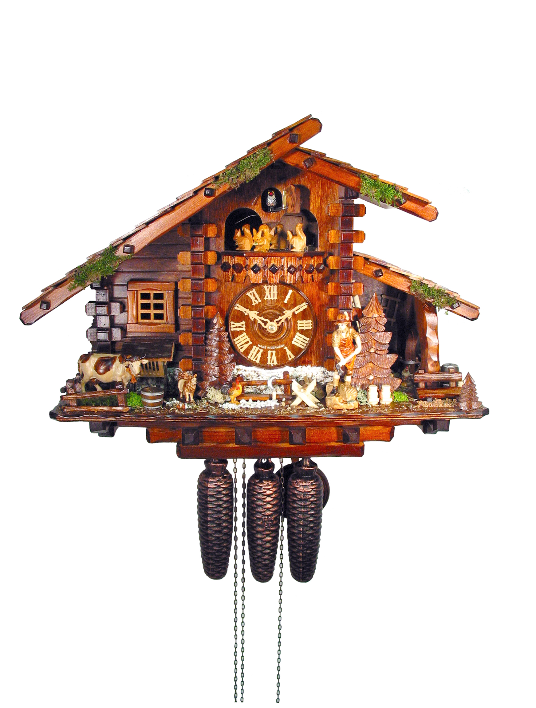 Kuckucksuhr Jagdhaus mit Holzhacker