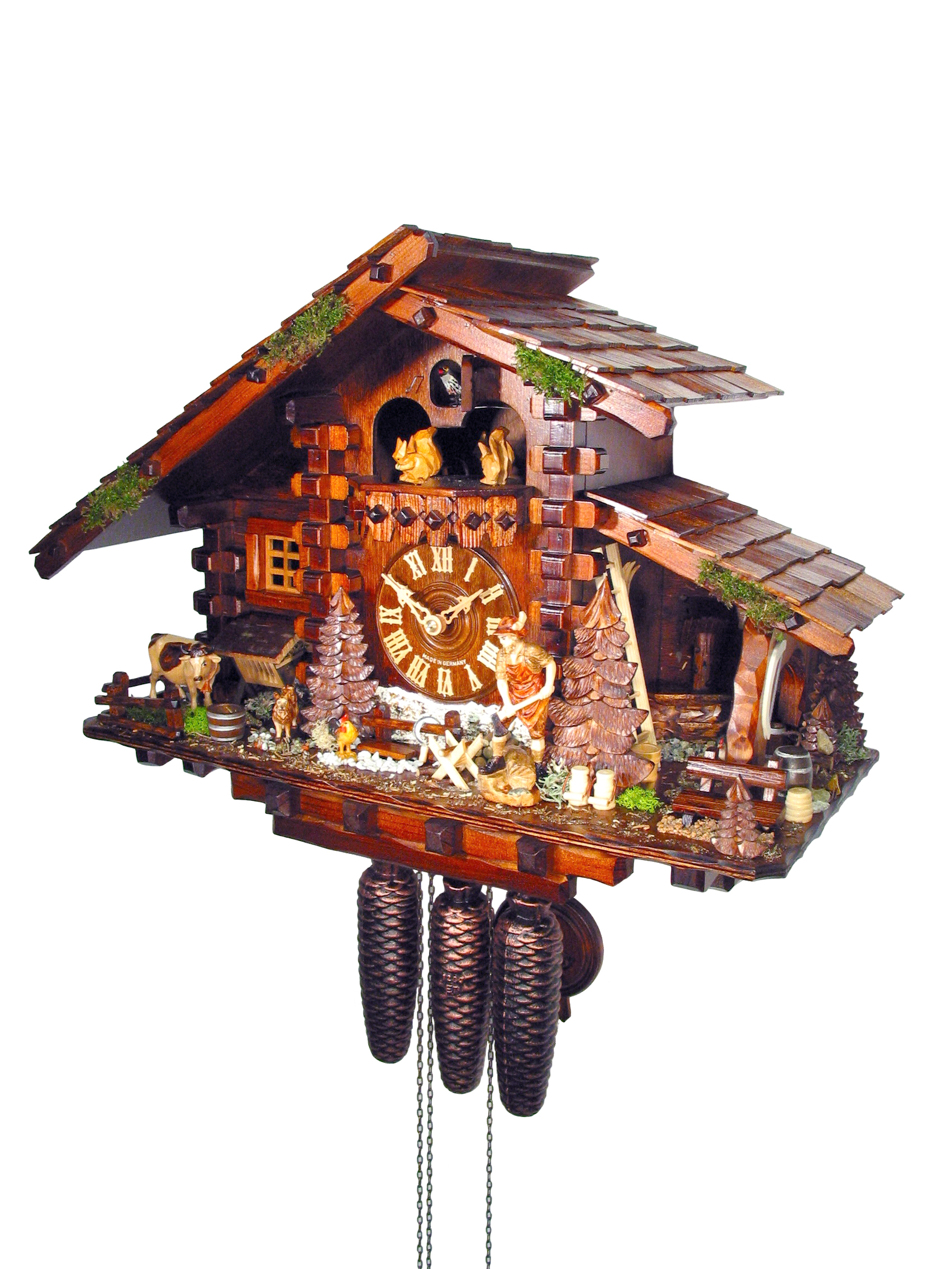 Kuckucksuhr Jagdhaus mit Holzhacker – Bild 3