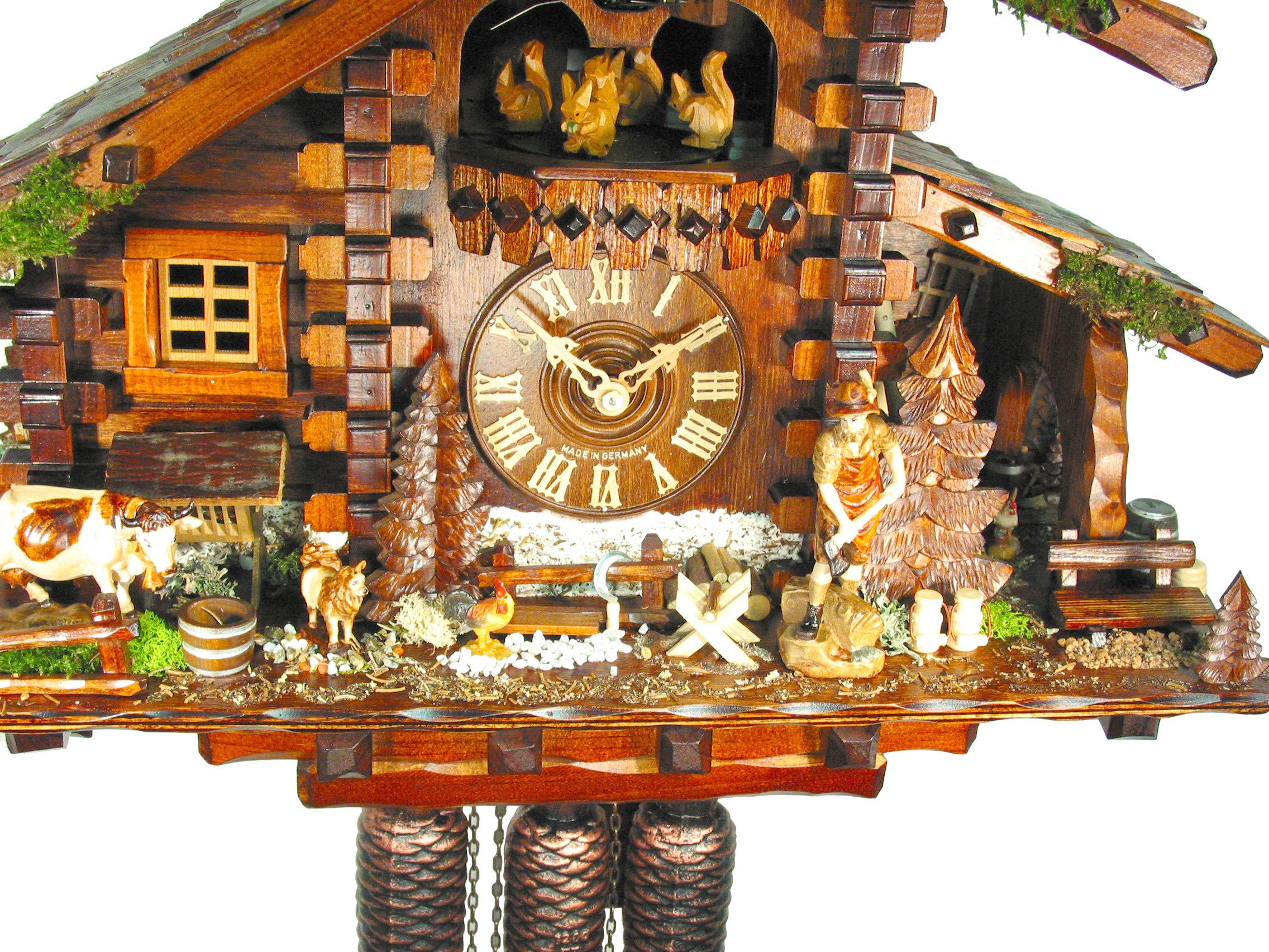 Kuckucksuhr Jagdhaus mit Holzhacker – Bild 4