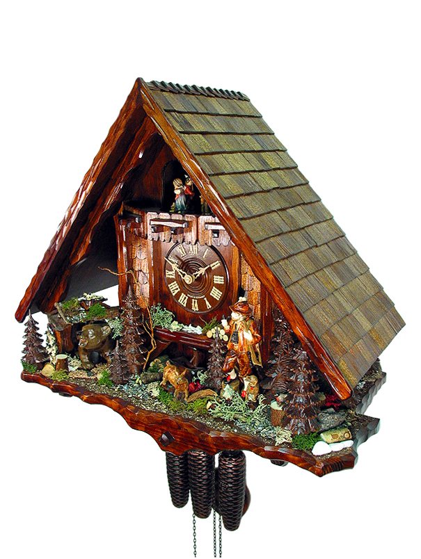 Kuckucksuhr "Jagdhaus, Jäger, Bär" - VdS prämiert 2006 – Bild 3