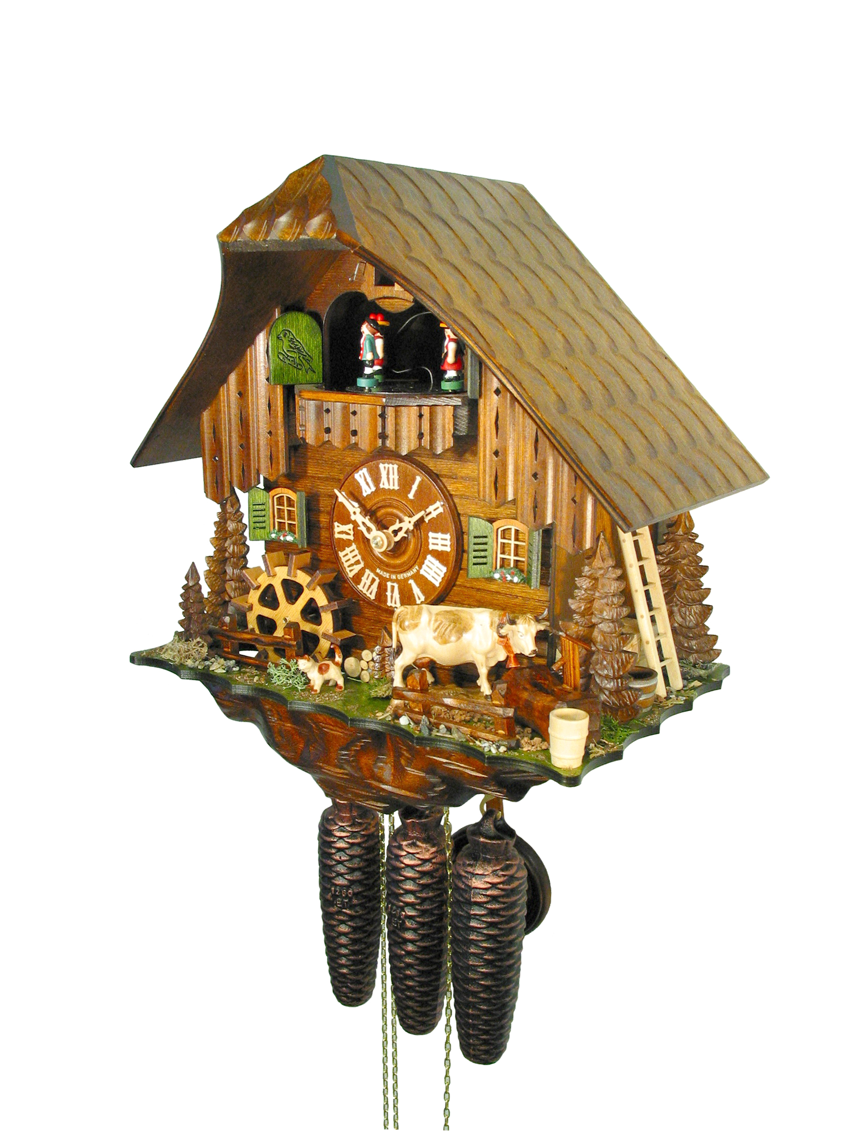 Kuckucksuhr Schwarzwaldhof mit Kuh – Bild 6