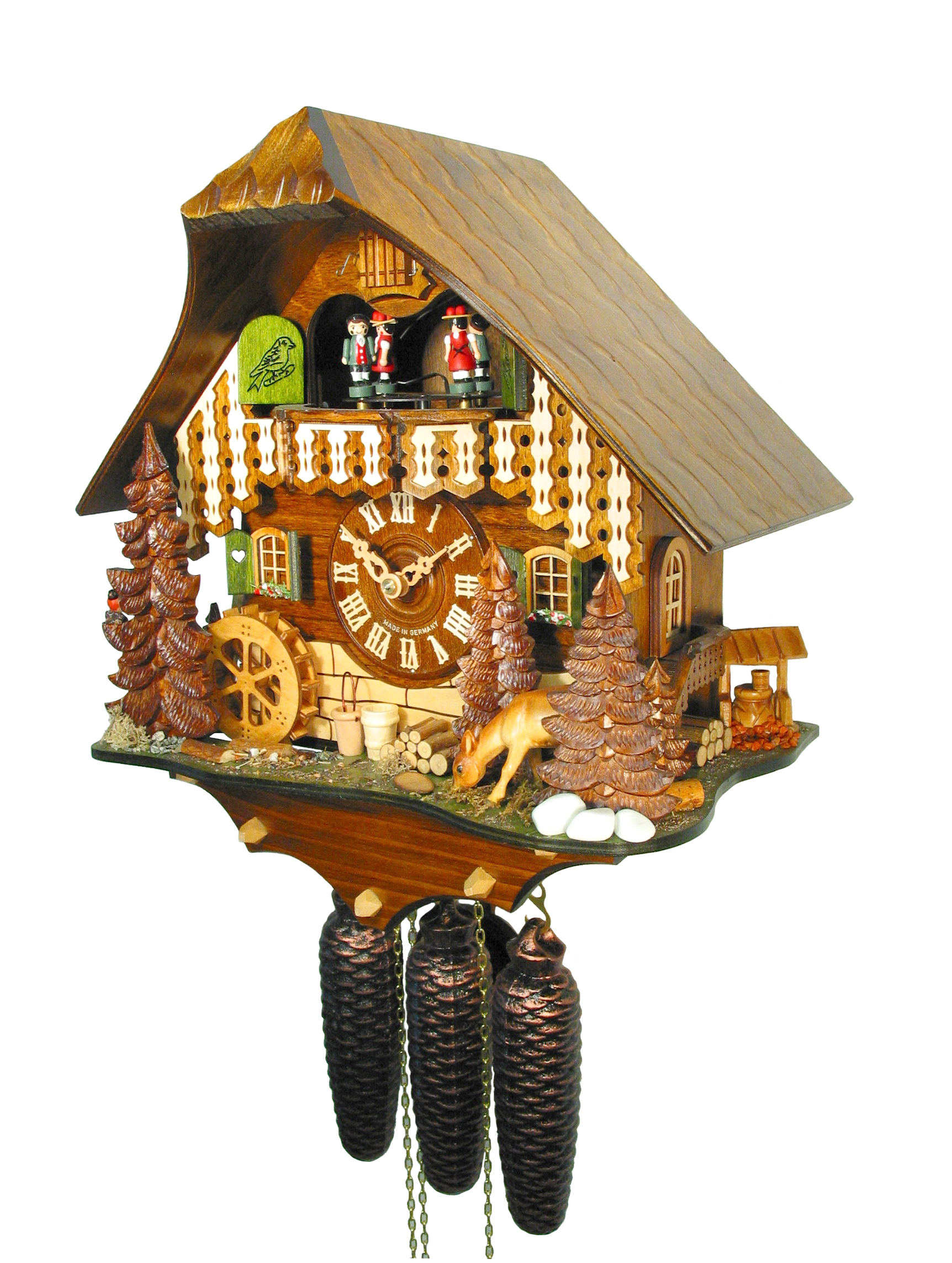 Kuckucksuhr Schwarzwaldhof mit Reh – Bild 6