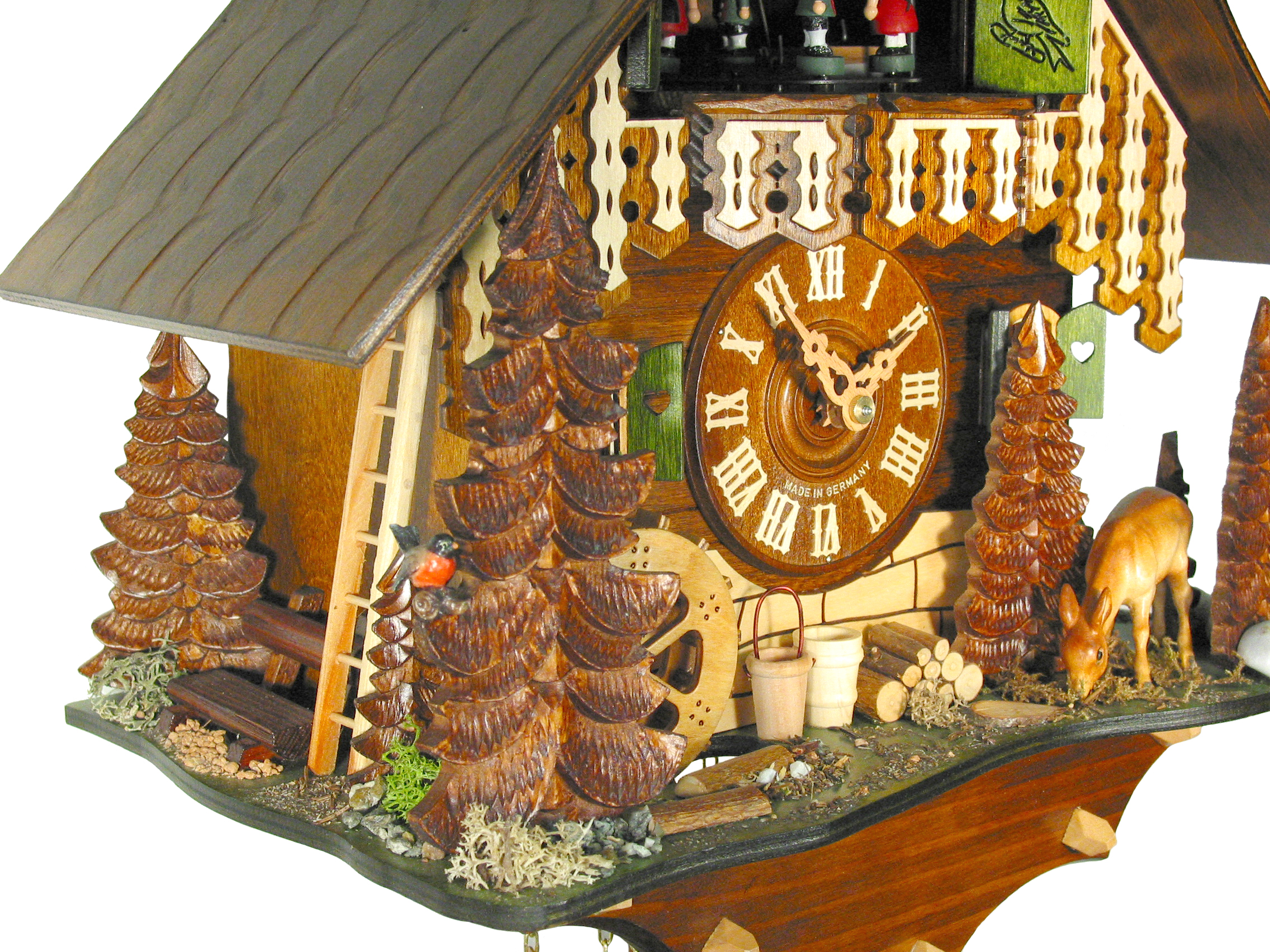 Kuckucksuhr Schwarzwaldhof mit Reh – Bild 5