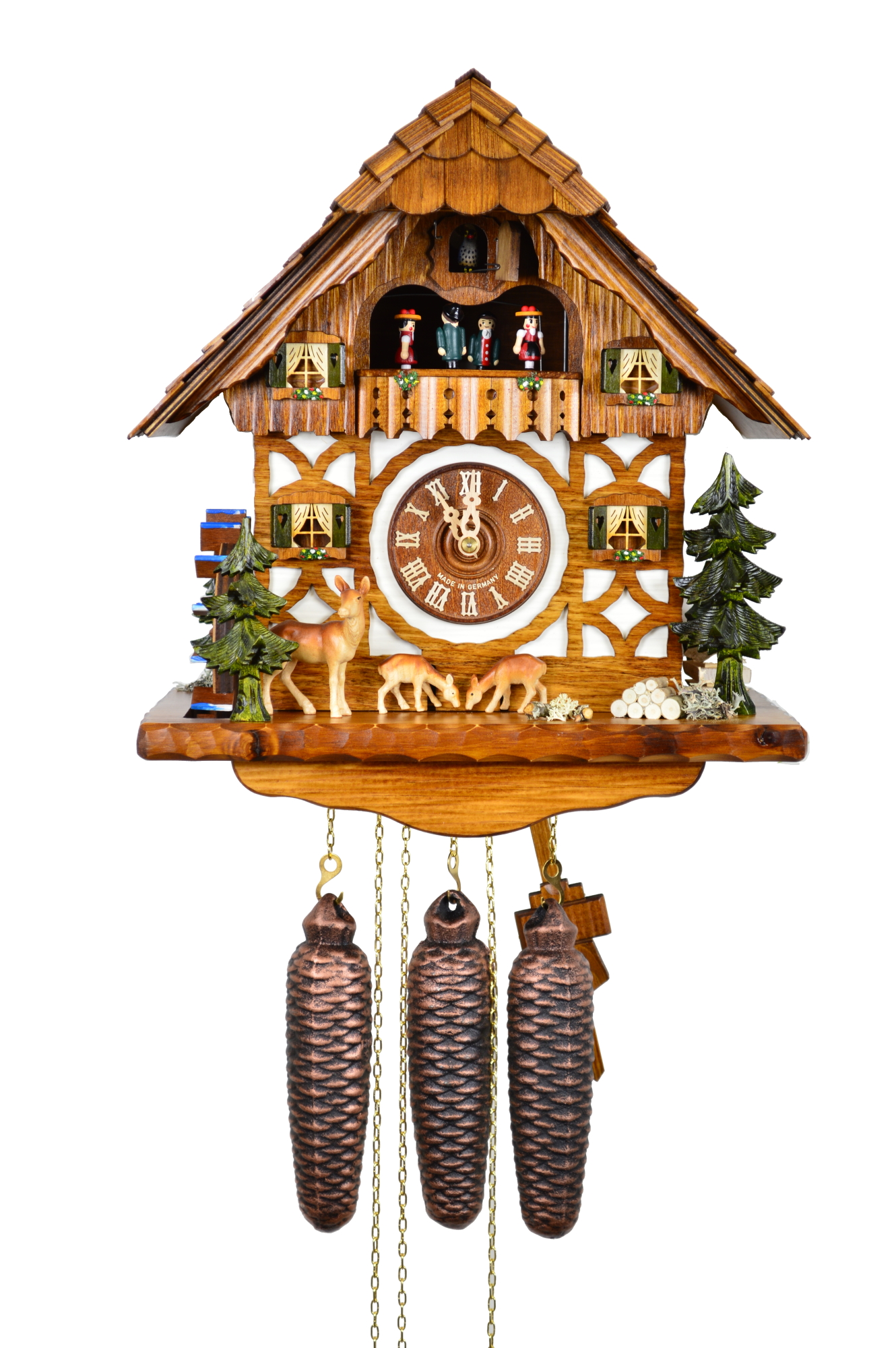 Kuckucksuhr Chalet Hüpfende Rehe