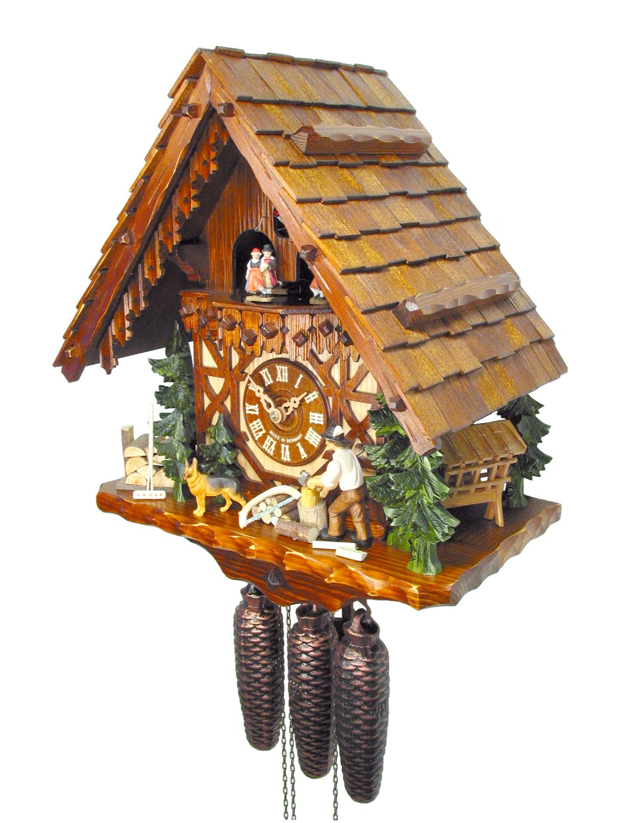 Kuckucksuhr Fachwerkhaus mit Holzhacker – Bild 6