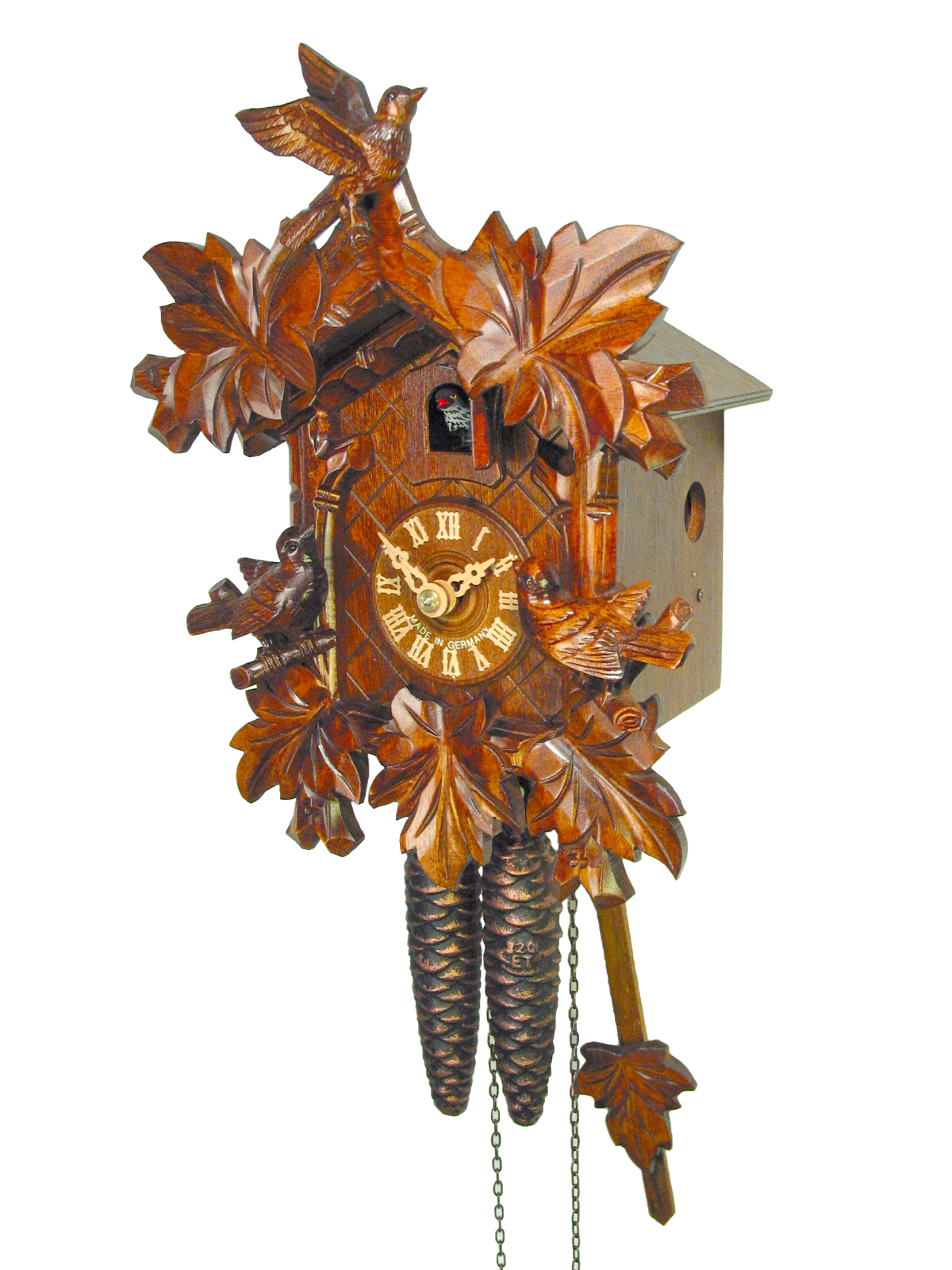1-Tag Kuckucksuhr 3-Spatzen edel, 26cm August Schwer Uhren – Bild 3