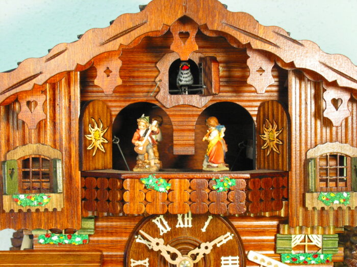 Kuckucksuhr "Schwarzwaldhaus, Mühlrad, Holzhacker" (Copy) – Bild 4