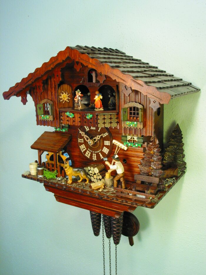 Kuckucksuhr "Schwarzwaldhaus, Mühlrad, Holzhacker" (Copy) – Bild 5