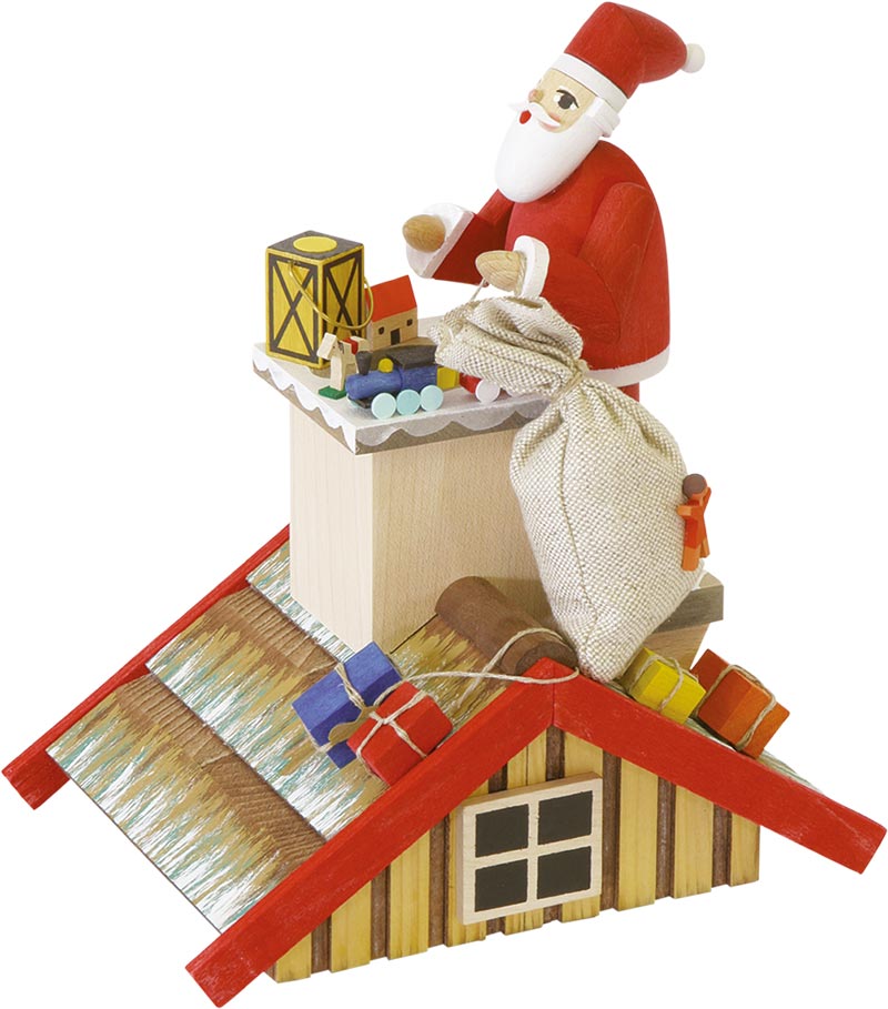 Richard Glaesser Rauchhaus mit Santa aus Seiffen im Erzgebirge