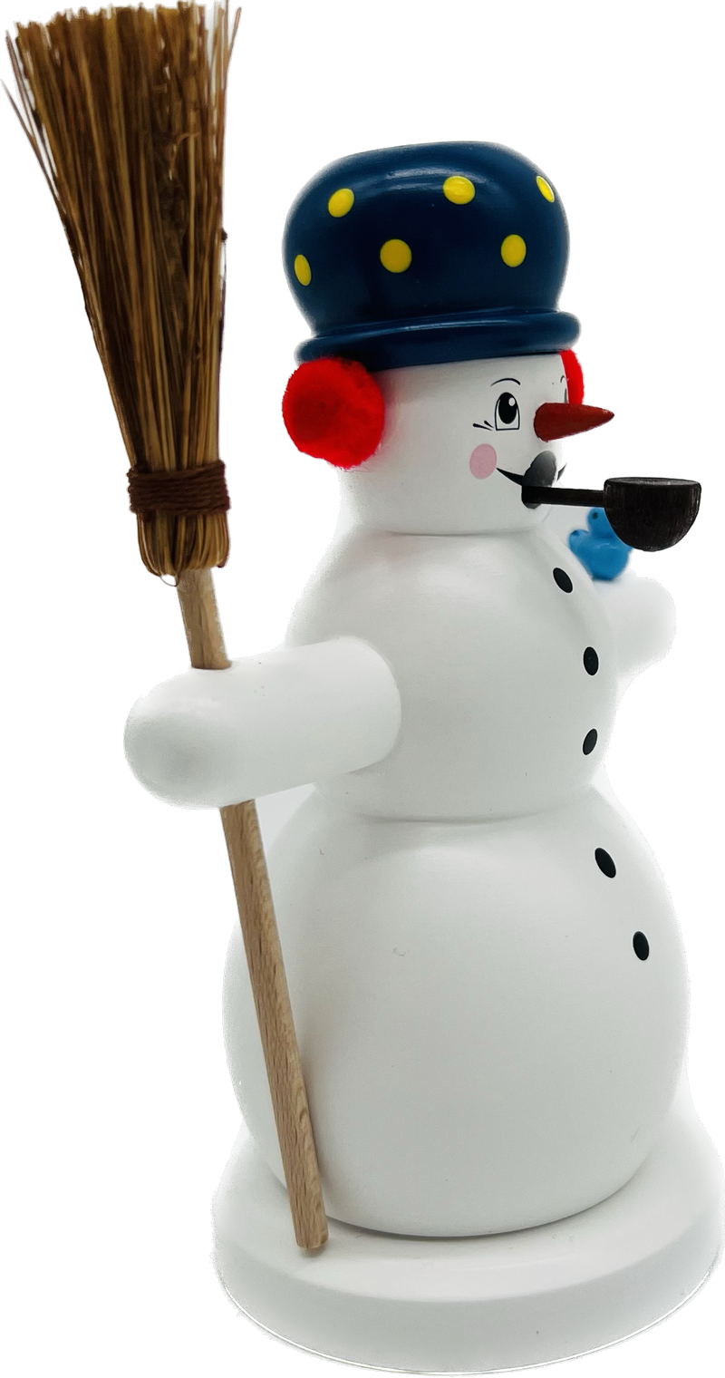 Richard Glaesser Rauchmann Schneemann mit Besen und Vogel aus Seiffen im Erzgebirge – Bild 5