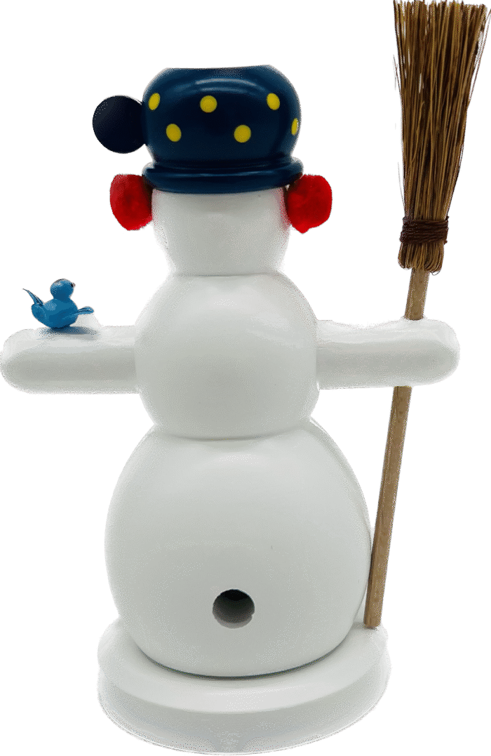 Richard Glaesser Rauchmann Schneemann mit Besen und Vogel aus Seiffen im Erzgebirge – Bild 4