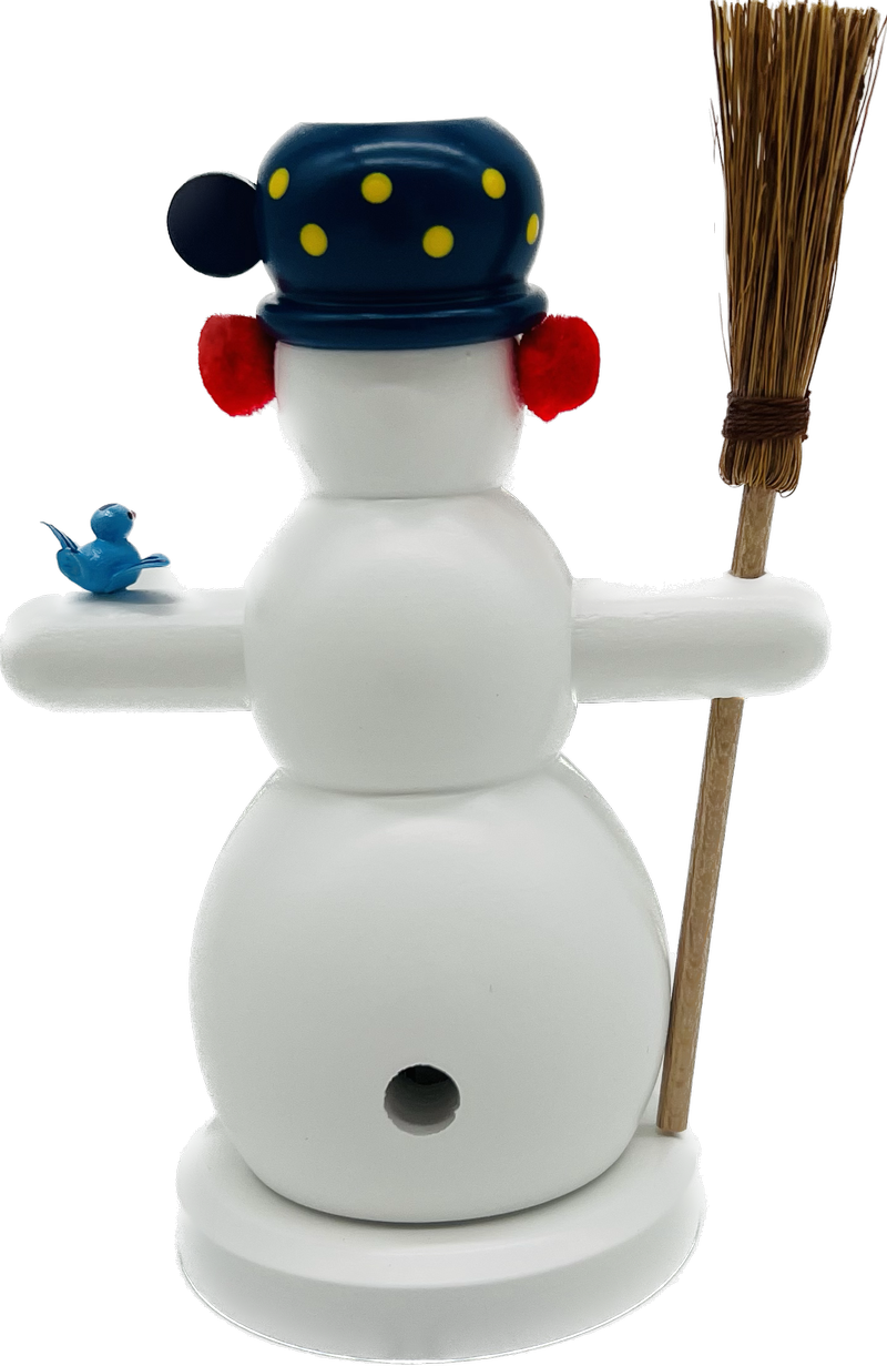 Richard Glaesser Rauchmann Schneemann mit Besen und Vogel aus Seiffen im Erzgebirge – Bild 4