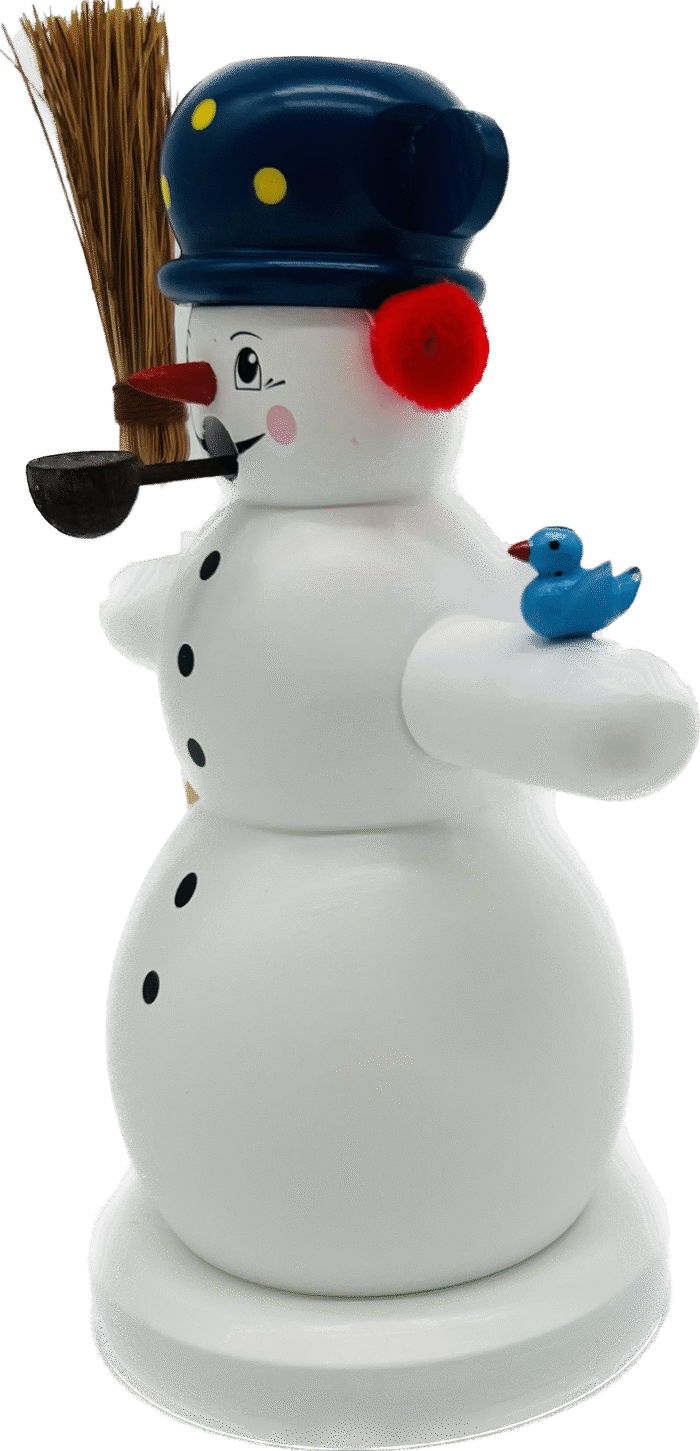 Richard Glaesser Rauchmann Schneemann mit Besen und Vogel aus Seiffen im Erzgebirge – Bild 3