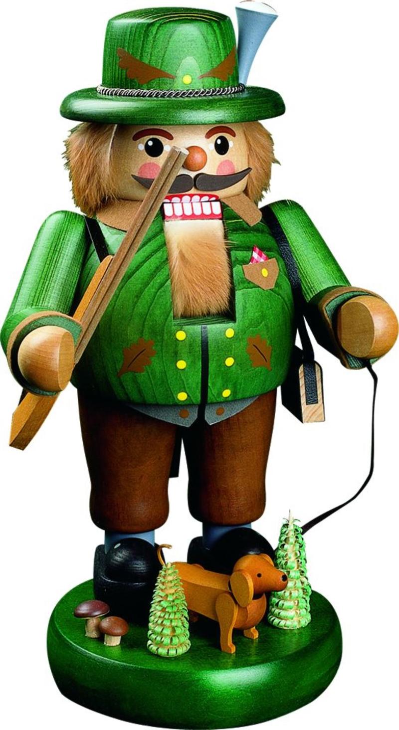 Richard Glaesser Nussknacker Förster / Jäger mit Dackel aus Seiffen im Erzgebirge